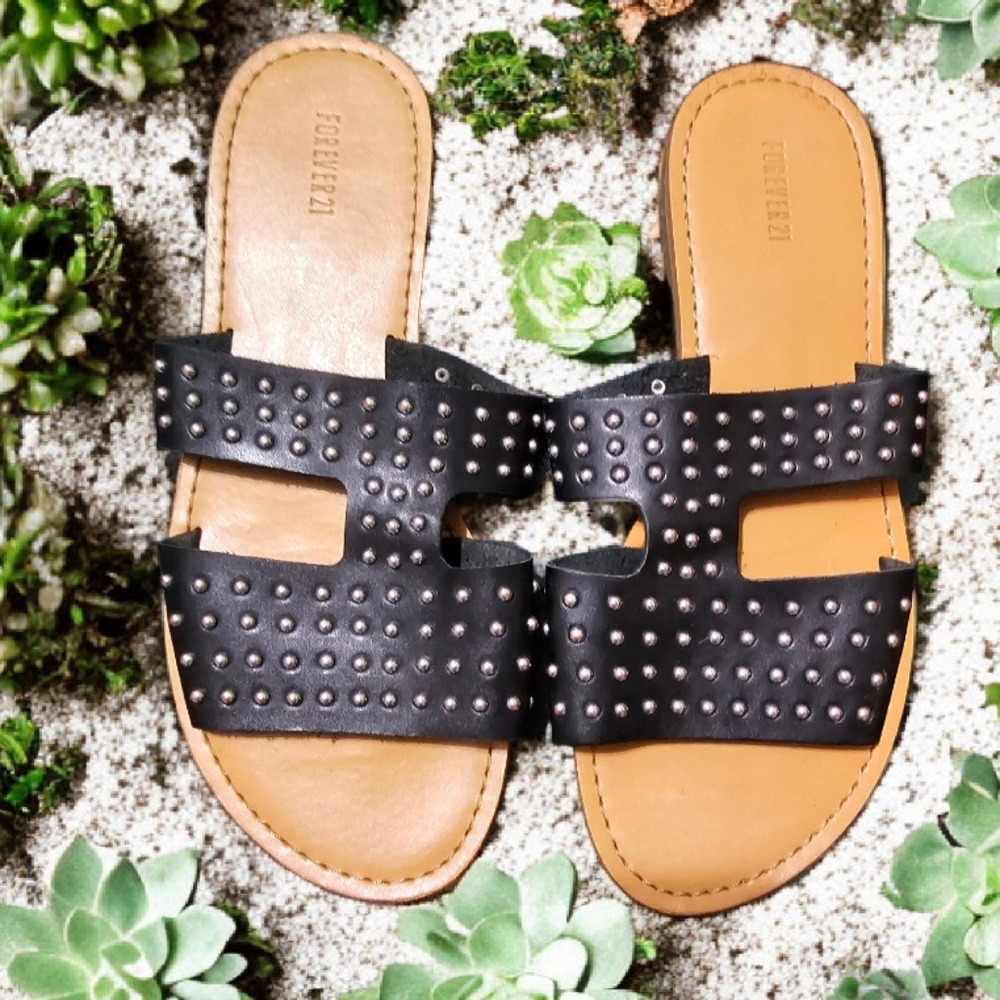 Womens black and silver sandals